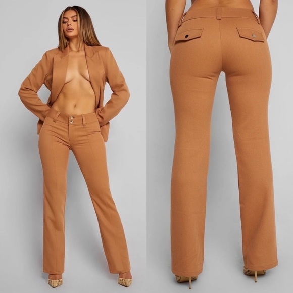 NEW! Tigermist- Tan Twill Burnt Orange Low Rise Straight Leg Serena Pant NWT - Picture 1 of 7
